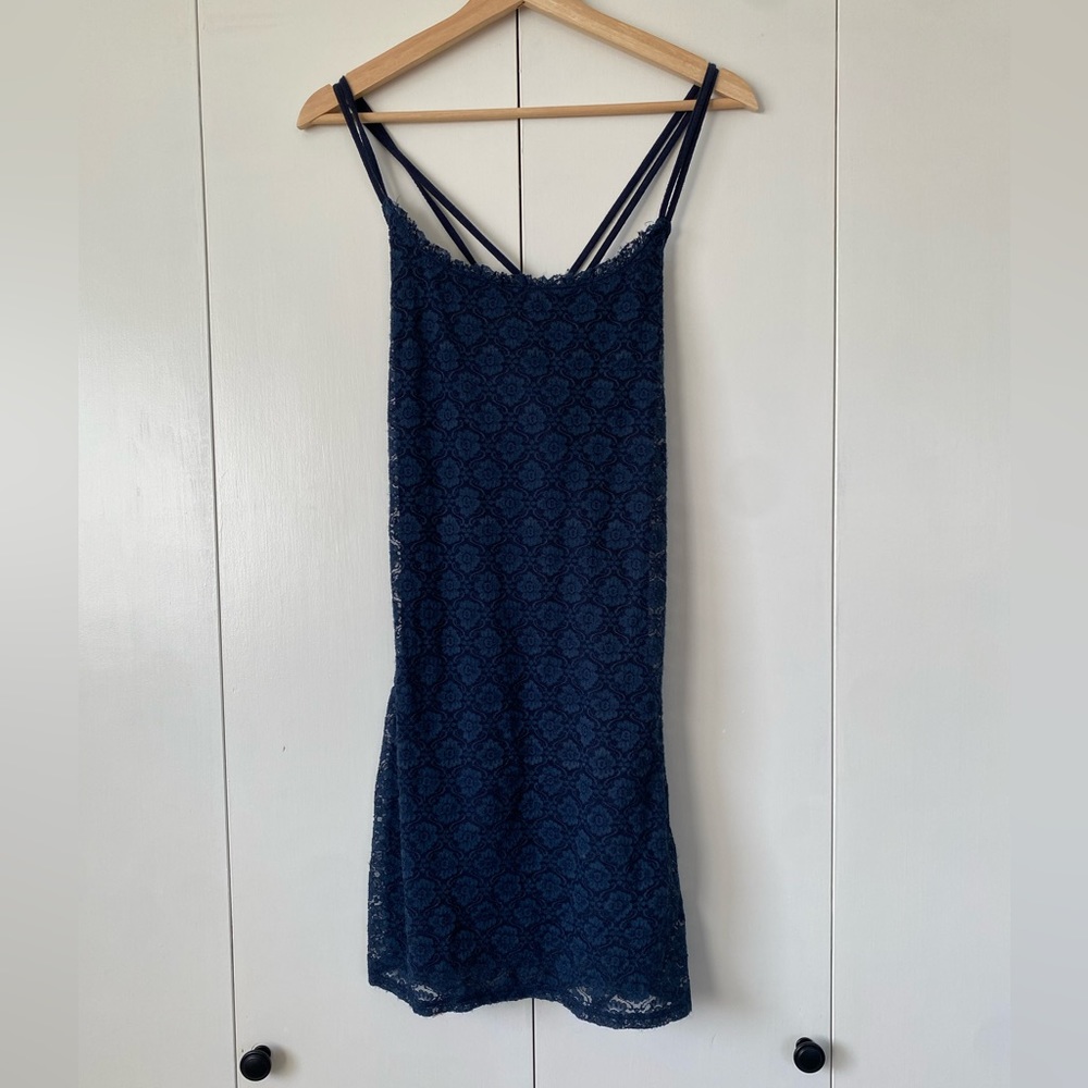 Hollister Mini Navy Lace Dress Size Medium